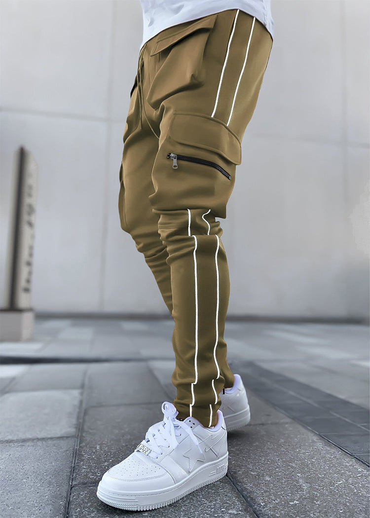 Khaki Reflective Cargo Trackpants