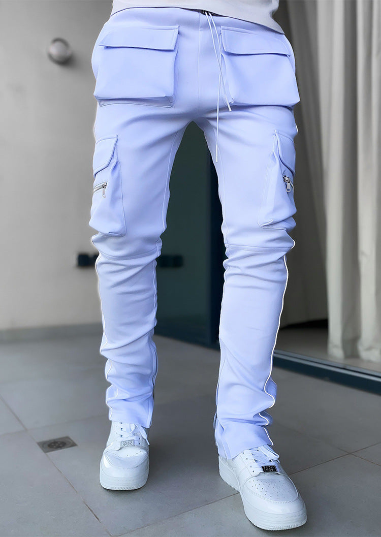 Blue Reflective Cargo Track Pants